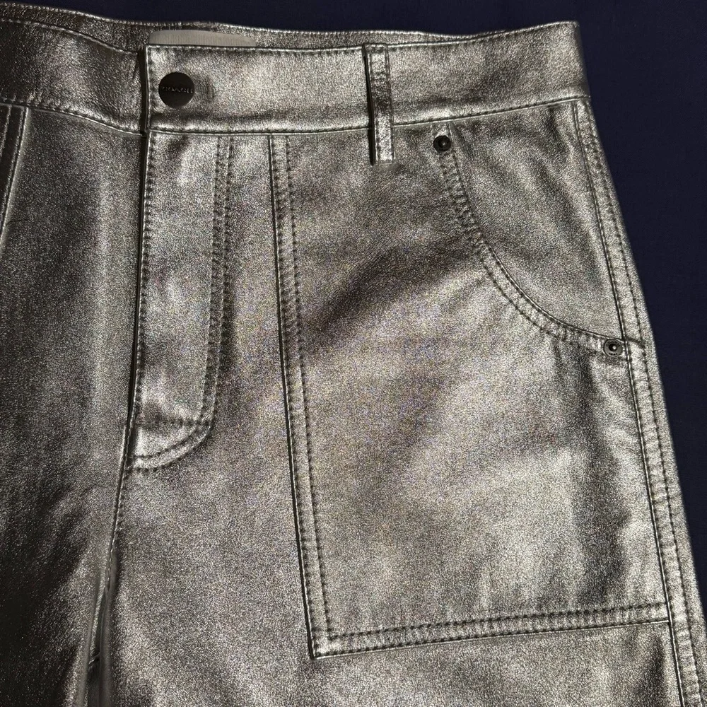 Coach metallic silver leather shorts